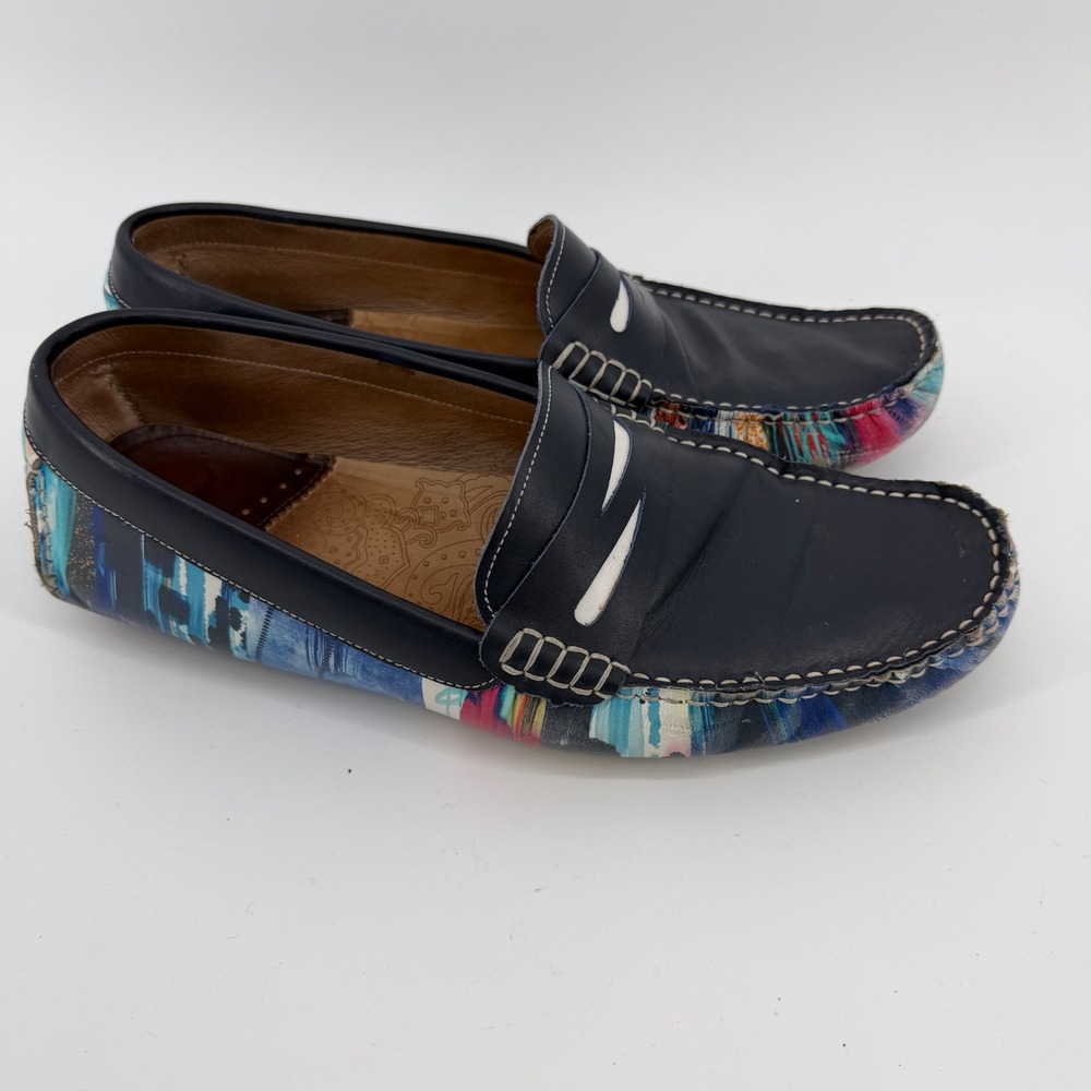 ROBERT GRAHAM Russell Leather Driver Loafer Shoe Hand Painted Size 10.5
